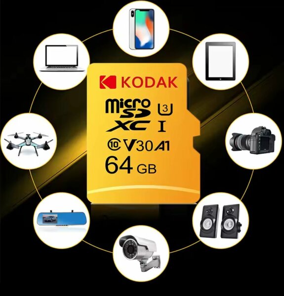 Kodak Micro Carte SD Carte Mémoire Classe 10 64GB U3 4K