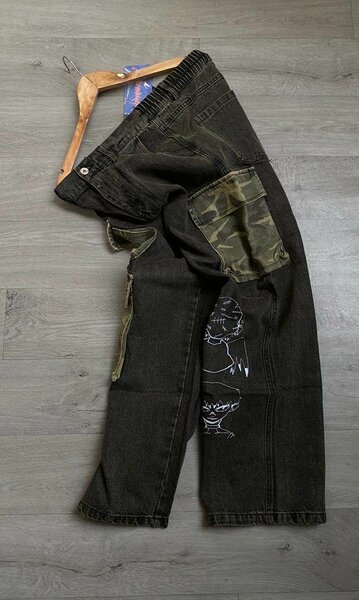 Jean cargo noir homme