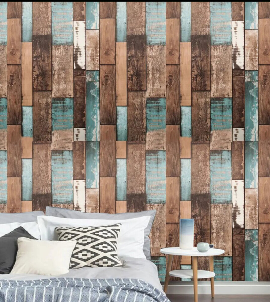 Papier peint effet bois vintage