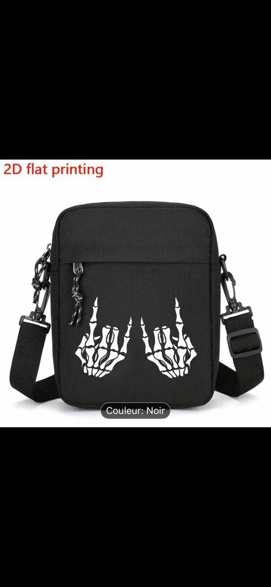 Sac bandoulière design squelettique