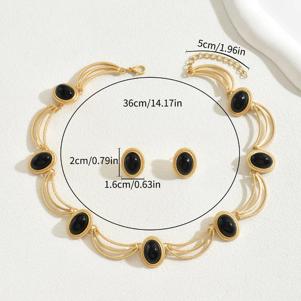 Parure élégante avec pierres noires