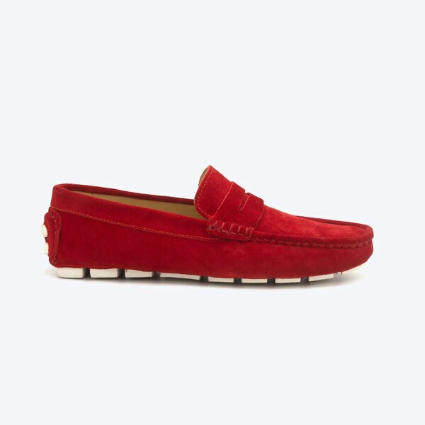 Mocassins en daim rouge