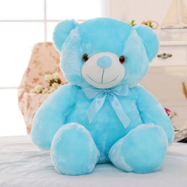 Gros ours en peluche bleu ciel