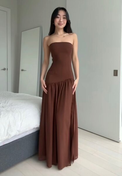 Robe longue marron élégante