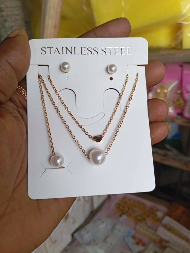 Parure en acier inoxydable perles