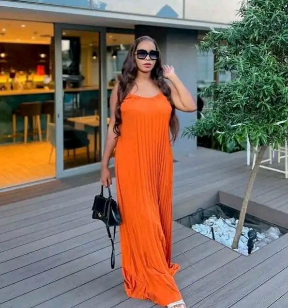 Women's Long Orange Dress with straps
