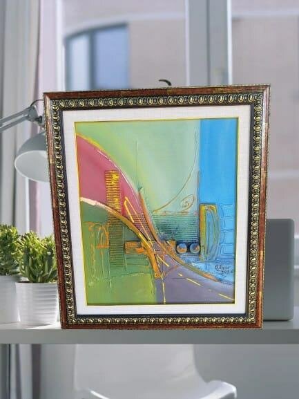 Tableau Abstrait Coloré Encadré