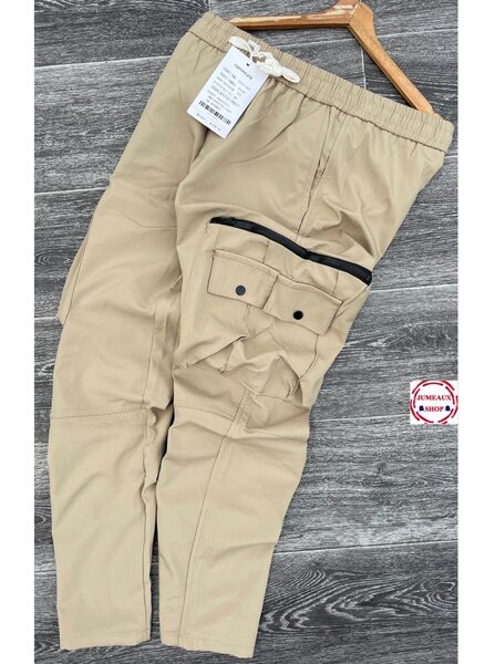 Pantalon cargo beige homme