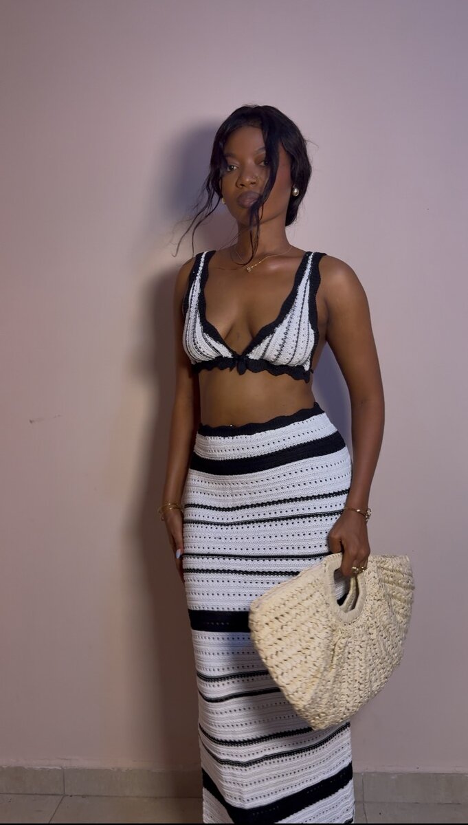 Ensemble crochet chic rayé