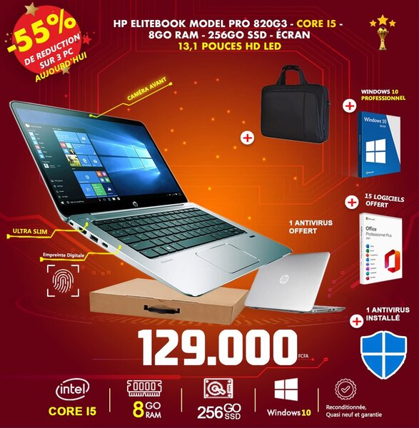 HP EliteBook 820 G3 - i5, 8Go RAM