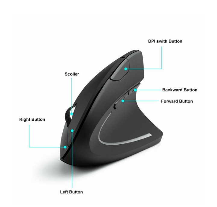 Souris verticale ergonomique rechargeable RGB Noir