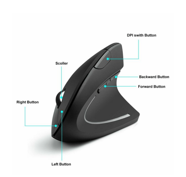 Souris verticale ergonomique rechargeable RGB Noir