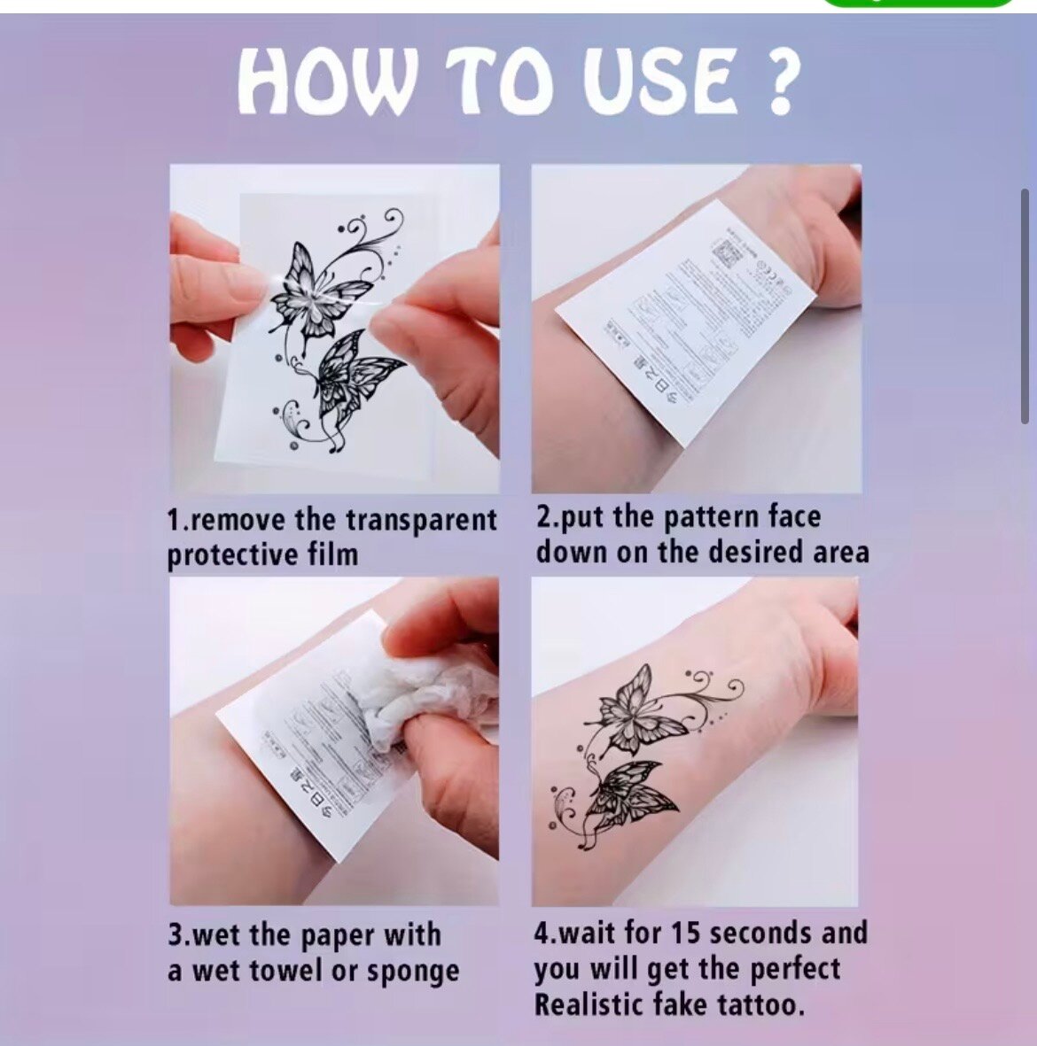 Tatouages éphémères réalistes