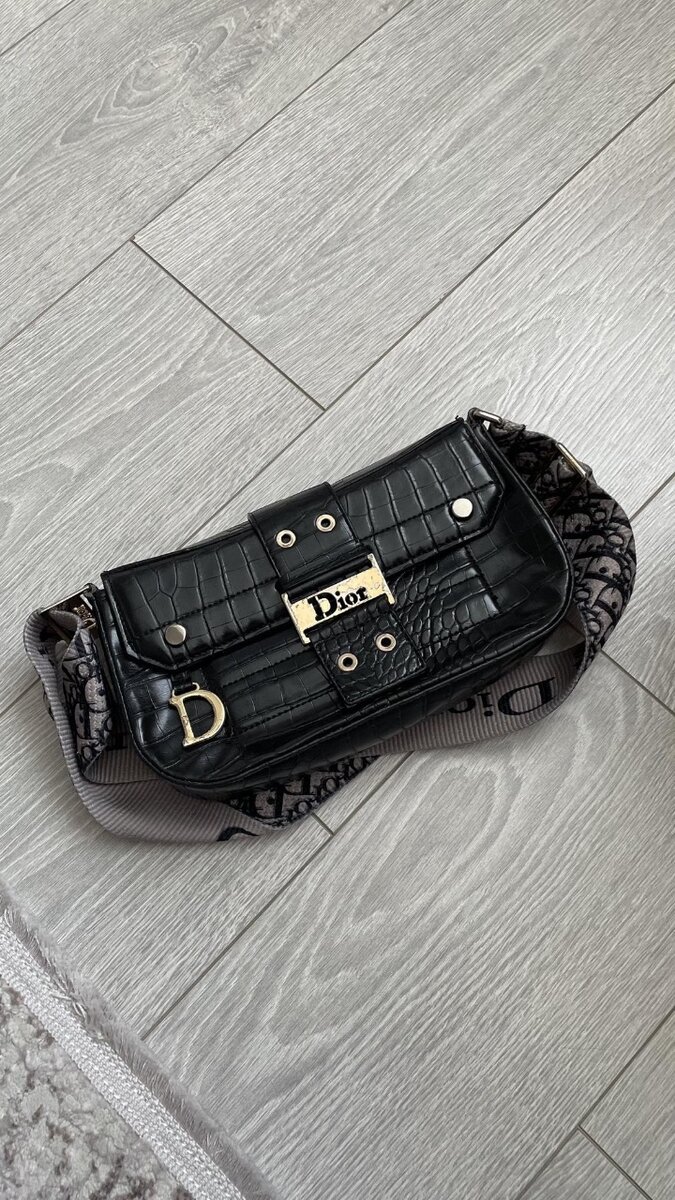 Сумка в стиле dior small camp bag black croco