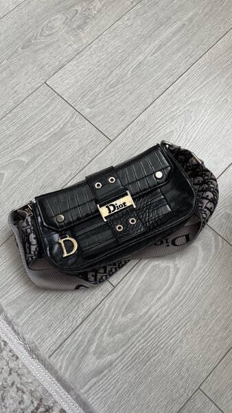 Сумка в стиле dior small camp bag black croco