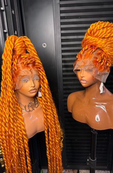 Perruques tressées orange vif