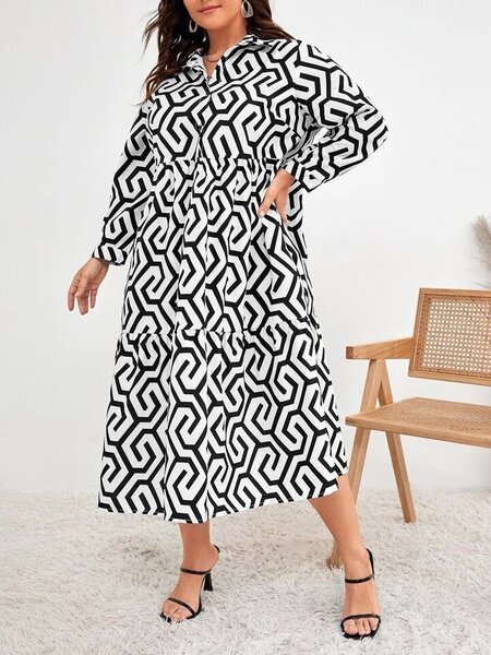 Robe chemise géométrique chic