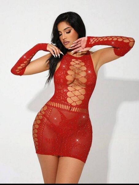 Robe Sexy en Maille Rouge