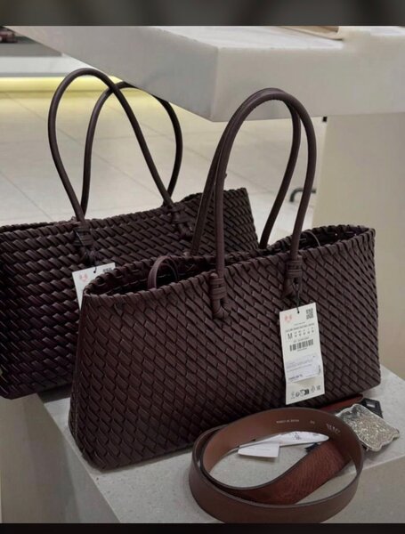 Sac cabas tissé en cuir zara