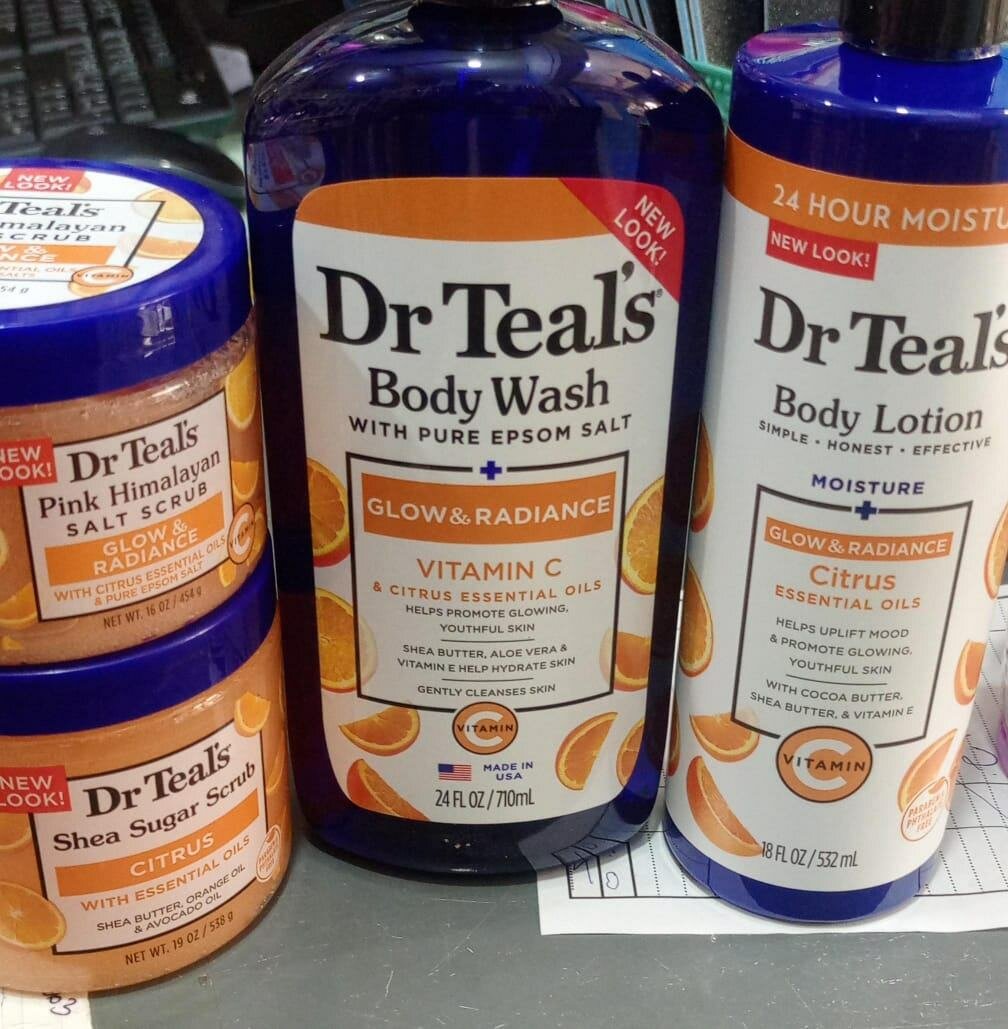 DR TEALS VIT. C LOTION, WASH AND SCRUB.