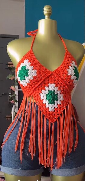 Top crochet bohème été