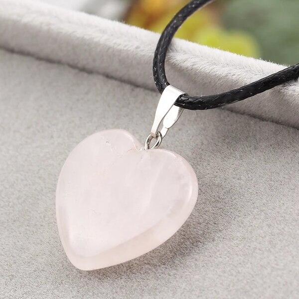 Collier à pendentif cœur Quartz rose