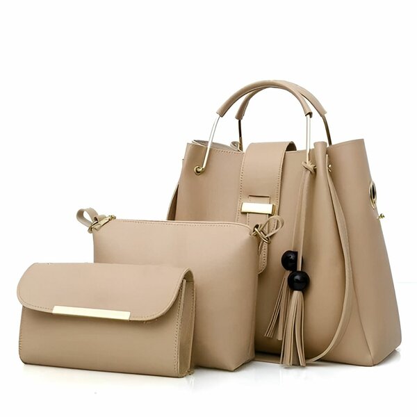 Alexa 3 Pcs Handbag Set( Skin + Beige)