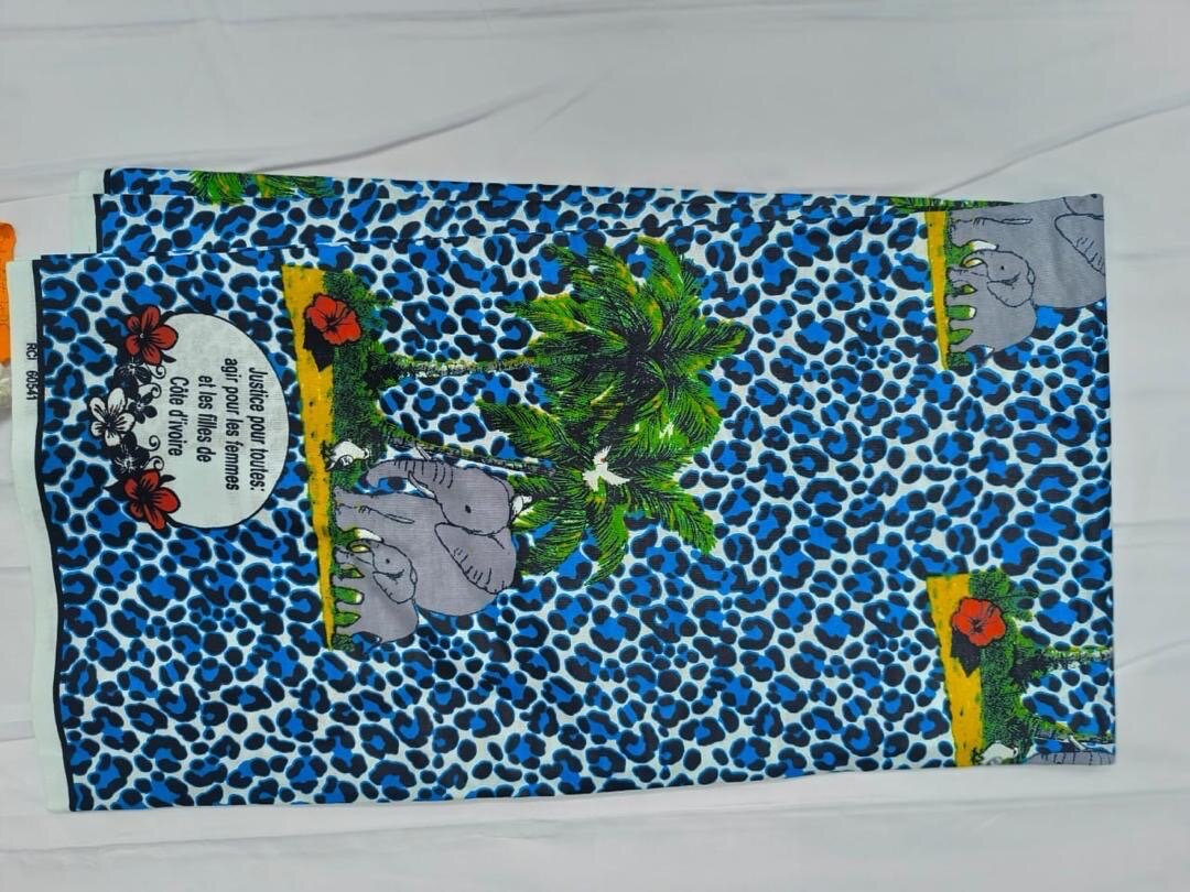 Tissu Africain Wax Éléphant Imprimé