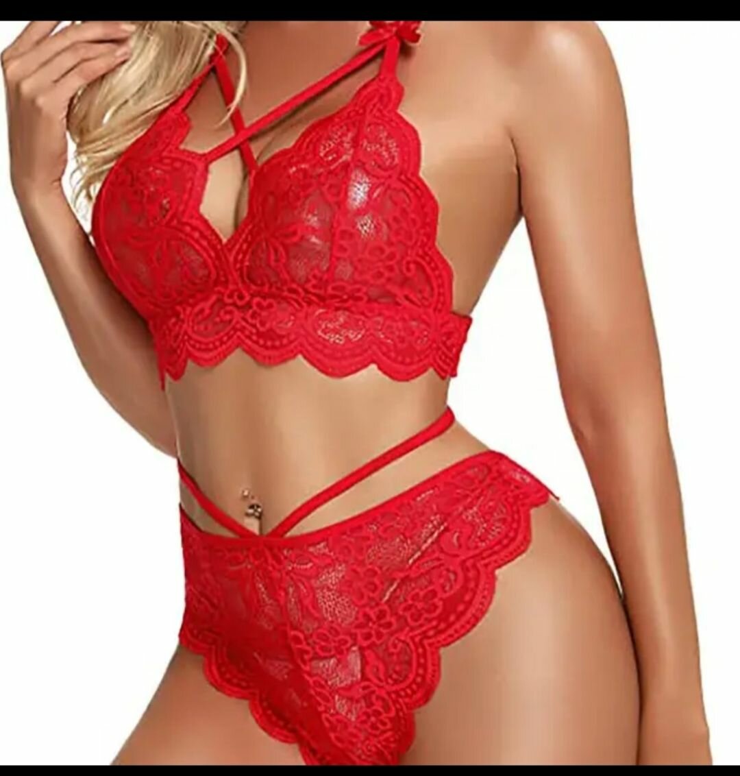 Ensemble lingerie dentelle rouge