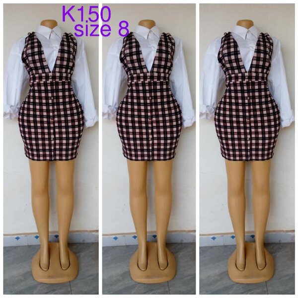 Brown checkered jumpsuit, short, size 8