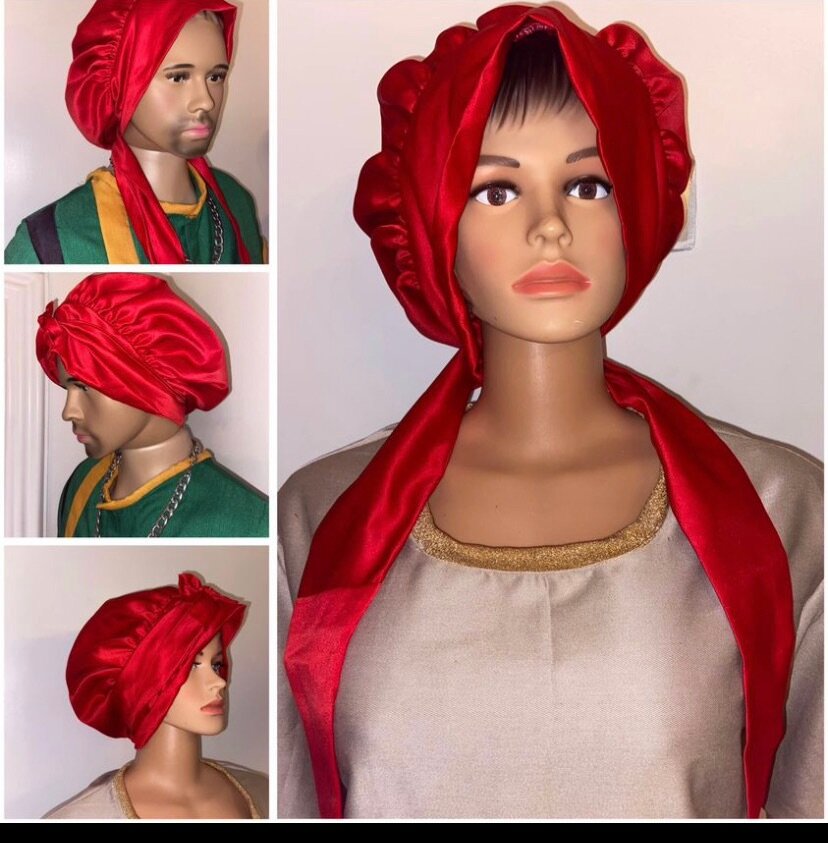 Hair bonnets (3pcs red,blue,black for 125 ced
