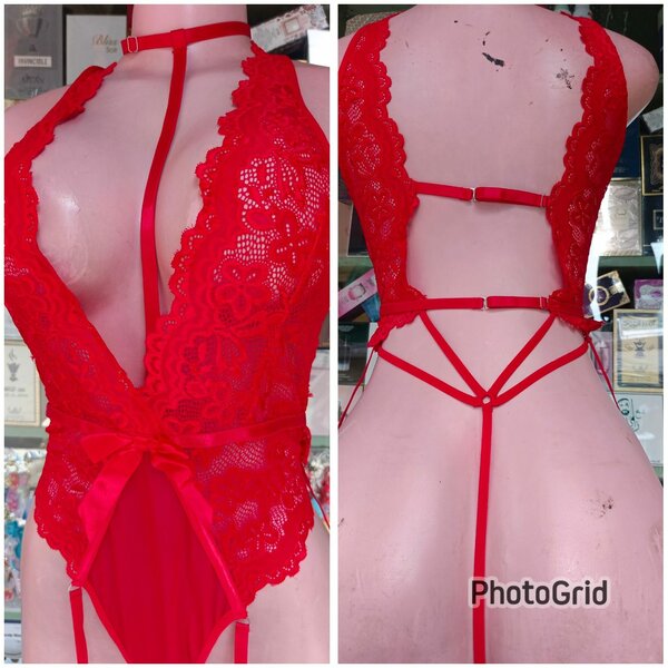 Body sexy en dentelle rouge