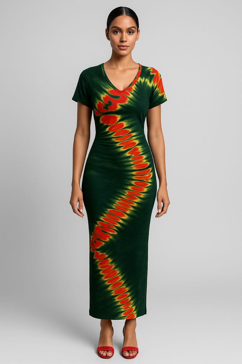 Robe maxi tie-dye vibrante