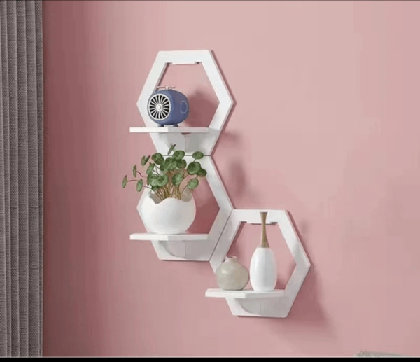 Étagère murale hexagonale