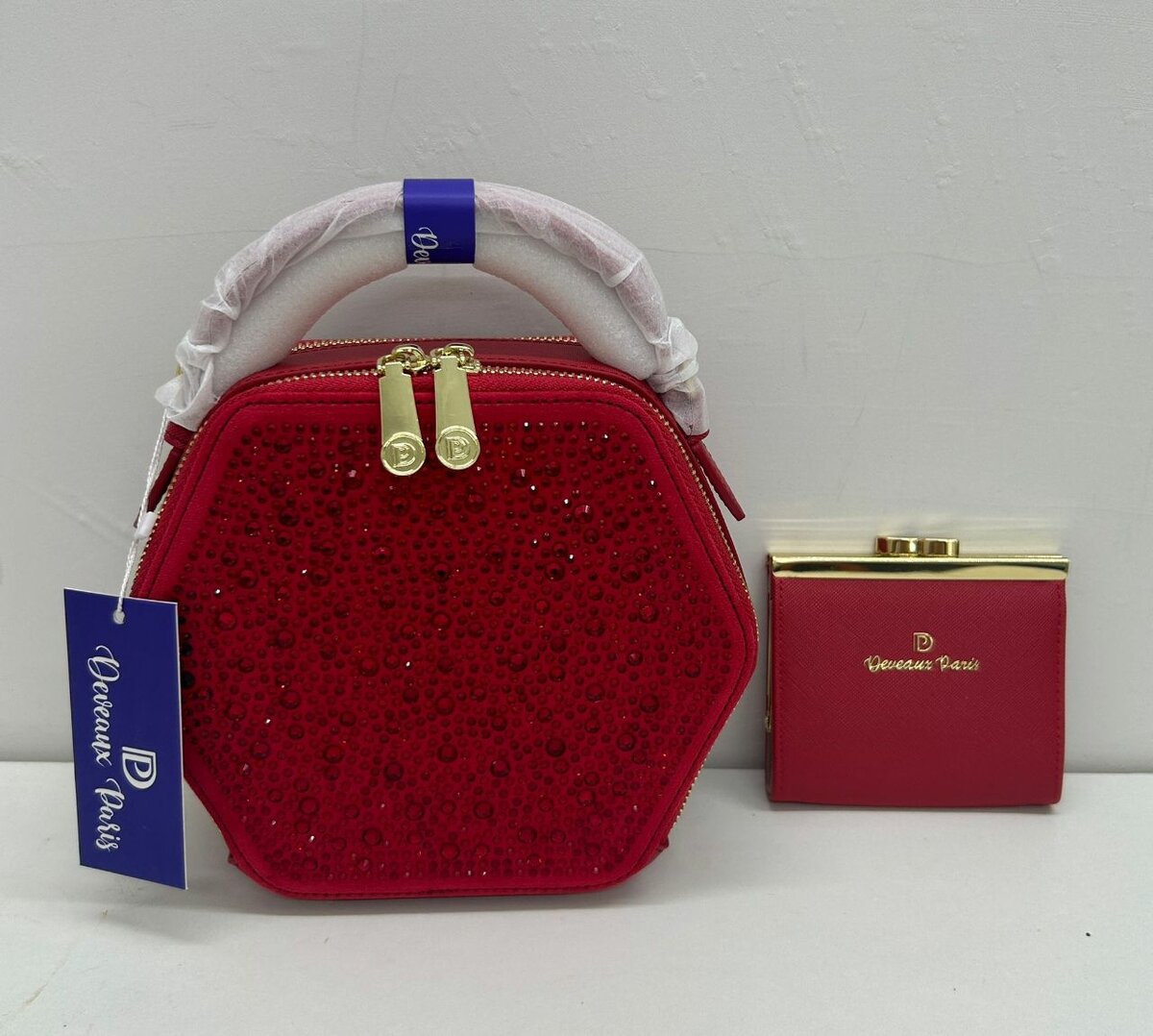 Sac à main hexagonal rouge pailleté