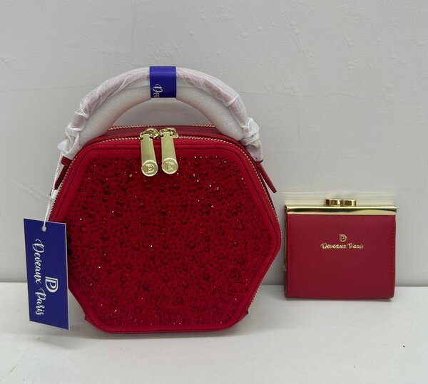 Sac à main hexagonal rouge pailleté