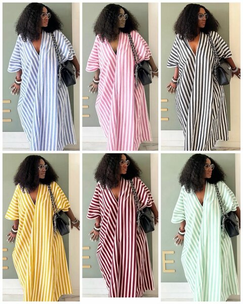 Robe longue à rayures pour femmes