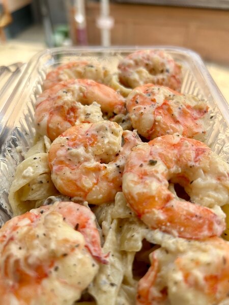 Pâtes crémeuses aux crevettes