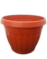 Pack of 3 - Nursery Plastic Flower Plant Pots H9 x D10 inches - G120 - Brown