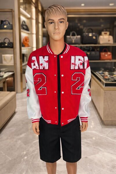 Veste de baseball rouge homme AM IR