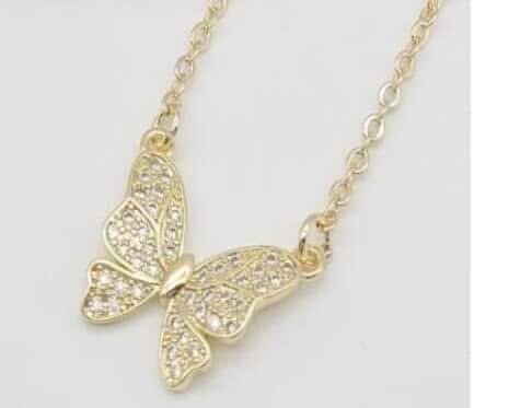 Collier pendentif papillon doré