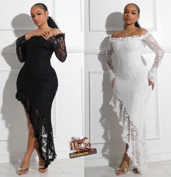 Robe asymétrique dentelle élégante