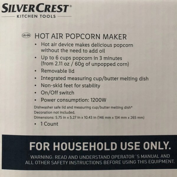 Hot Air Popcorn Maker