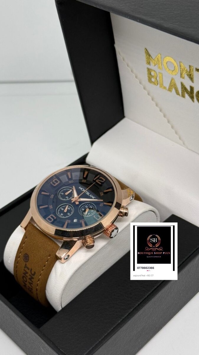 Montre MONT-BLANC bracelet encuir authentique avec sa boîte