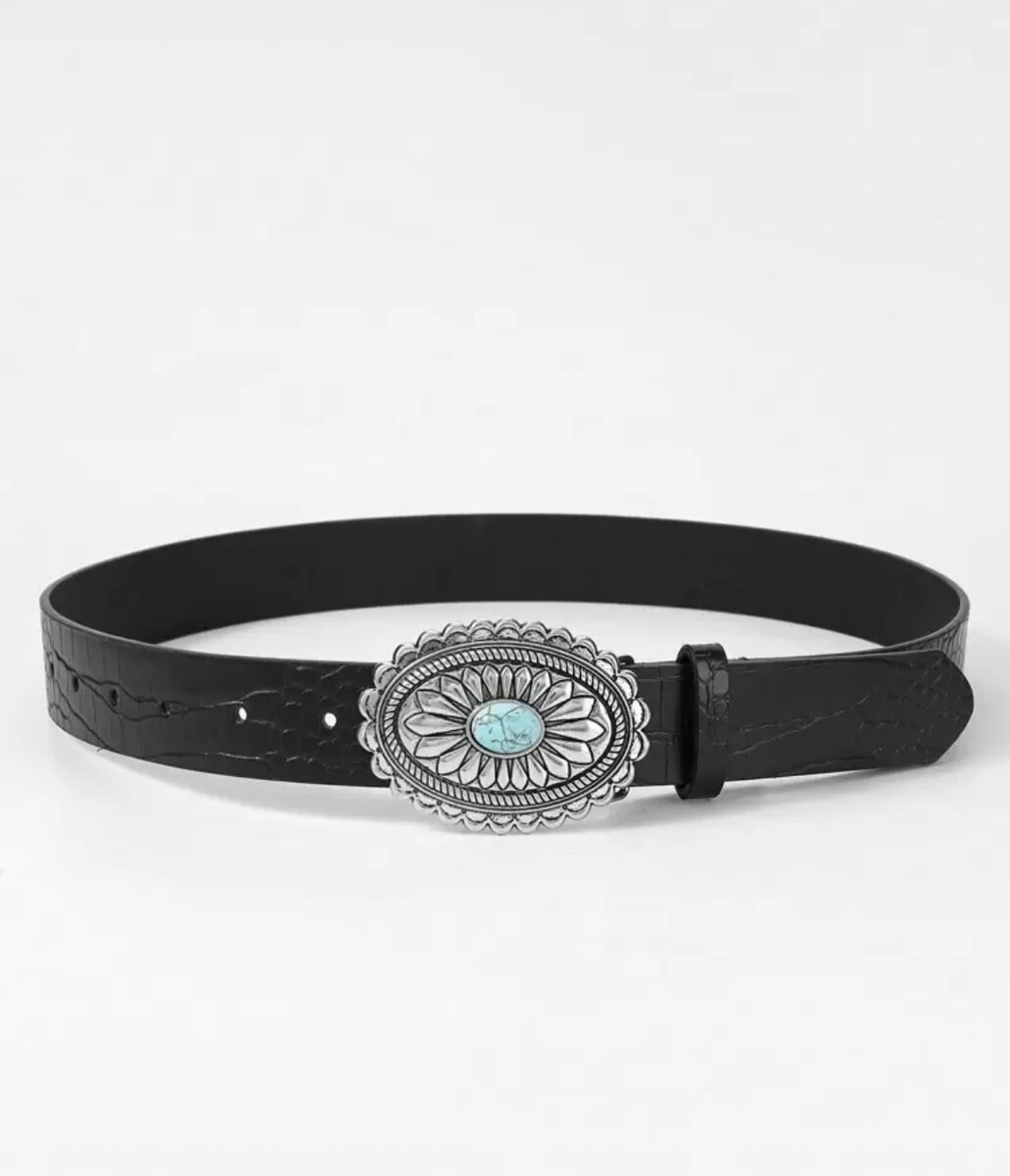 Ceinture en cuir avec boucle turquoise