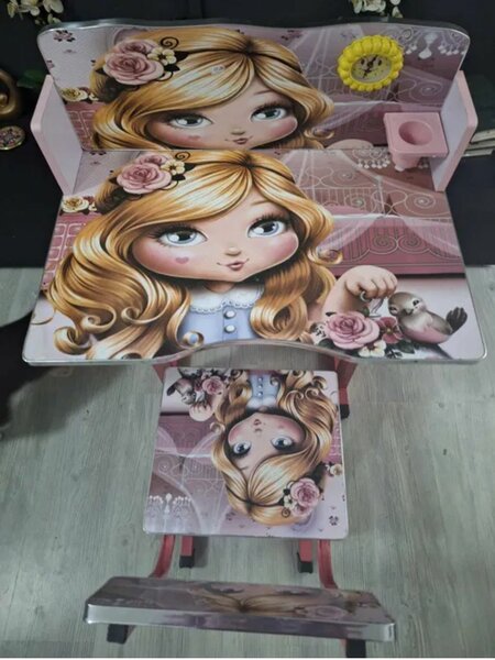 Bureau et Chaise pour Enfant avec Motif de Princesse