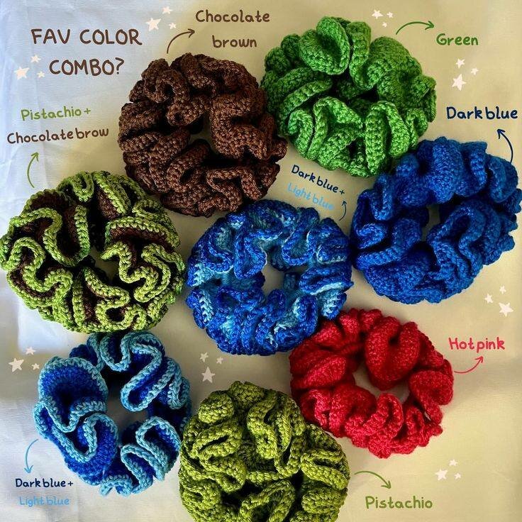 Chouchou en tricot coloré