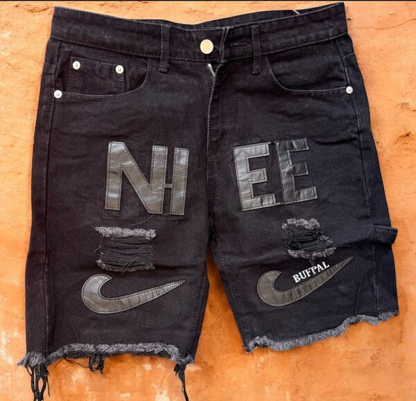 Short en jeans noir déchiré Nike pour homme