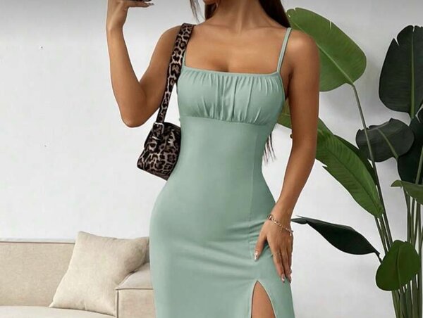 Robe moulante vert menthe