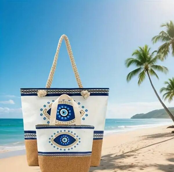 Sac de plage bohème avec œil grec
